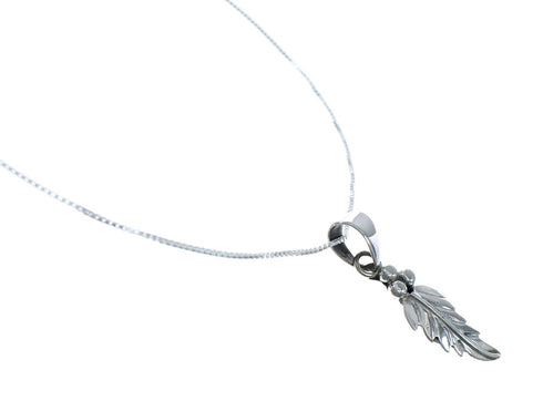 Navajo Sterling Silver Leaf Pendant 16" Box Italian Chain Necklace Set X10683